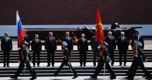 Russian President Vladimir Putin at flower-laying ceremony at Tomb of Unknown Soldier